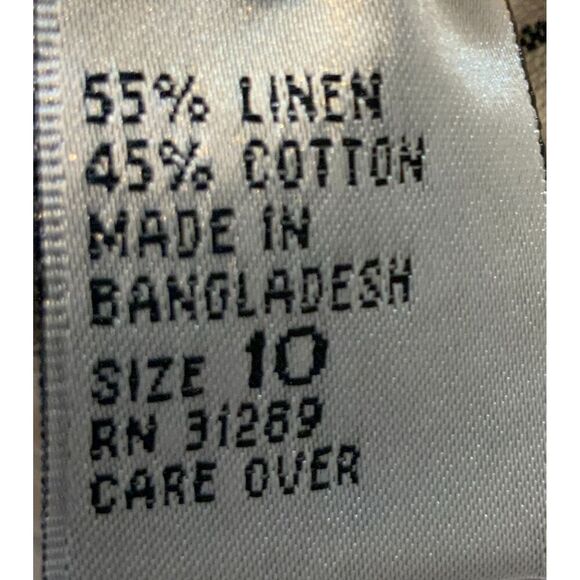 Baxter Wells Neutral Plaid Pattern Linen Blend Pants Sz 10 Preppy Light Academia - Picture 14 of 15